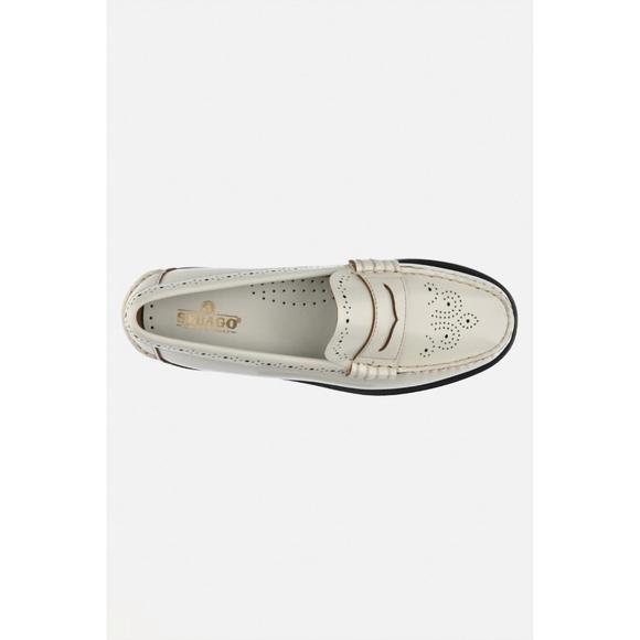NEW SEBAGO women's dan perforated loafer in bone white
